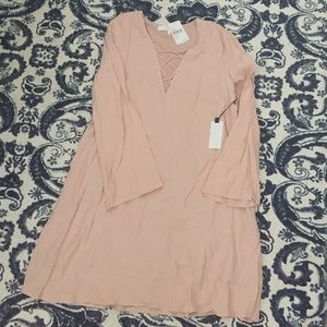 ASTR lace up bell sleeve shift dress