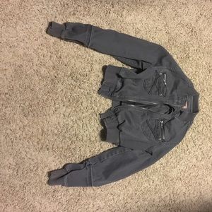 Charcoal gray crop bomber jacket