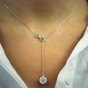 Infinity Y Swarovski Necklace Sterling Silver