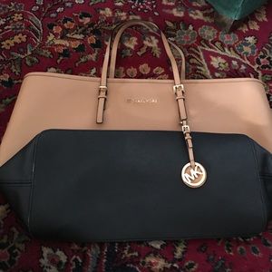 Tan and black Micheal Kors tote