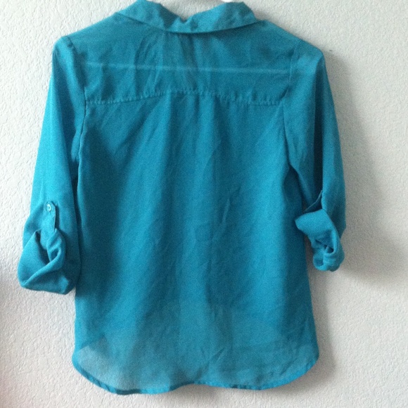 Tilly's teal chiffon top - Picture 2 of 3