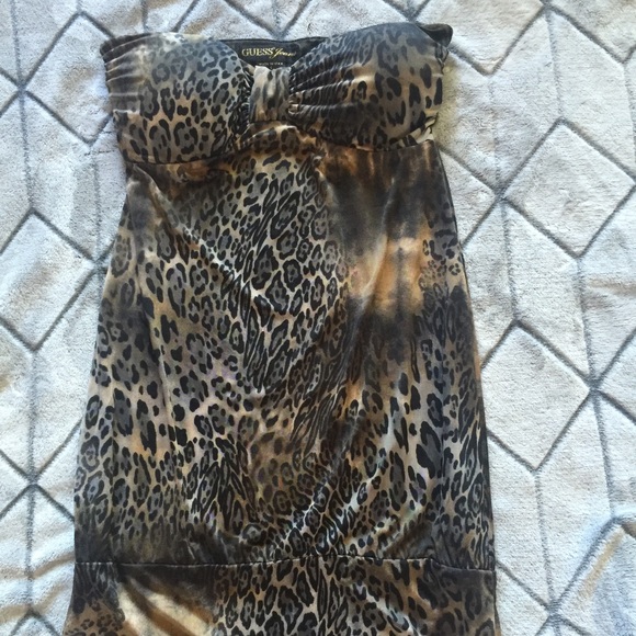 Guess strapless leopard print minidress