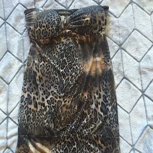Guess strapless leopard print minidress