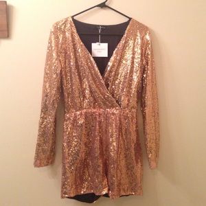 Gold sequin romper