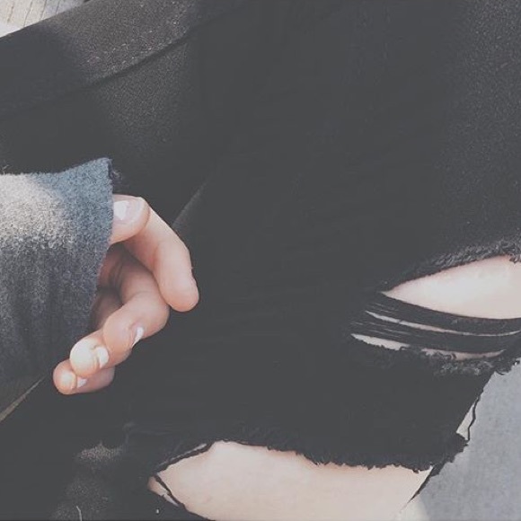 Ripped high waisted black jeans