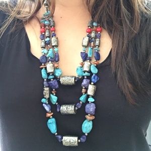 Real stones! Bohemian vintage necklace