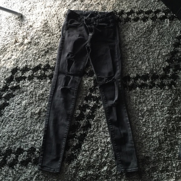 Grayish black distressed jeans from AE
