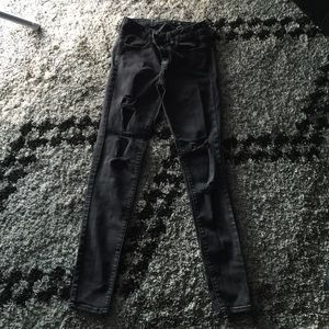 Grayish black distressed jeans from AE