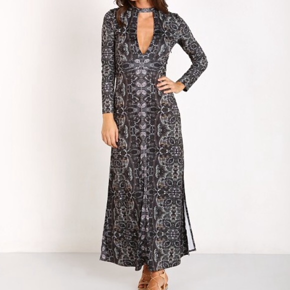 Free people dark floral maxi dress