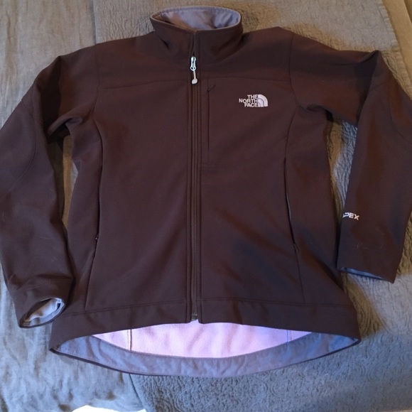 chocolate brown north face jacket