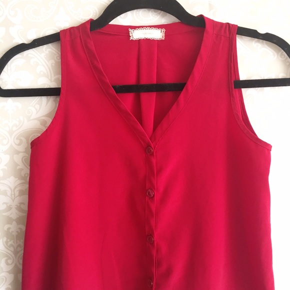 Red Button Tank Top - Picture 2 of 3