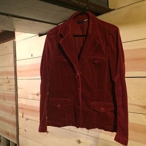 Red velvet button up blazer