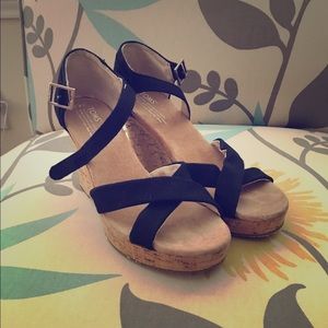 Women's Tom's Canvas Ankle Strap Wedge Sandal