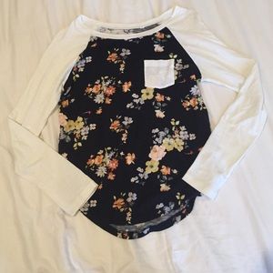 Floral baseball tee