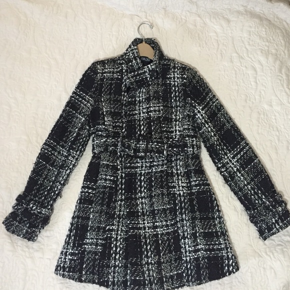 Black and white plaid coat
