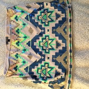 Tribal patterned sequined skirt