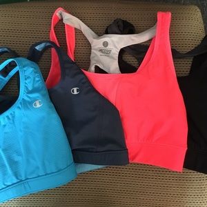 Lot of 4 almost new sports bras. Champion Old Navy