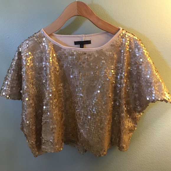 Gold sequin crop top