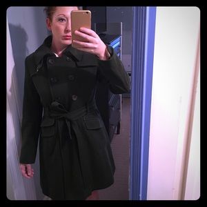 DKNY Wool Trench (Hunter Green)