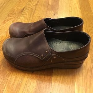 Dansko brown leather clogs