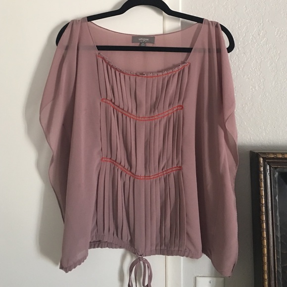 Sheer lavender top with drawstring waist