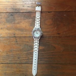 White watch w/ rhinestones