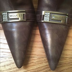 Distressed Guess Brown Boots, Size 9.5.