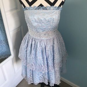 Betsey Johnson Light Blue Organza Strapless Dress
