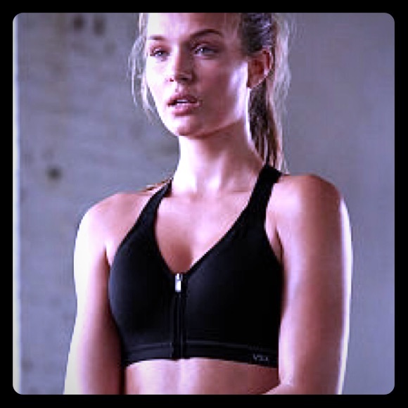 Black Front Close Sports Bra
