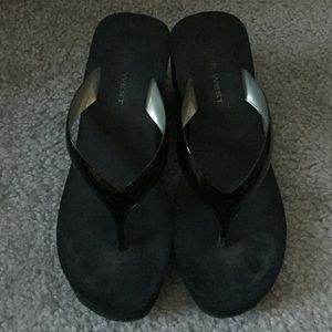 Black Wedge Flip Flops