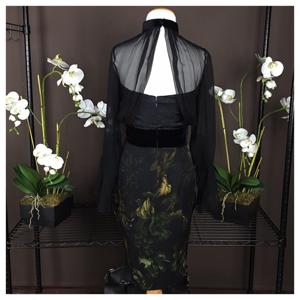 NWOT GUCCI BLACK FLORAL DRESS - Picture 2 of 4