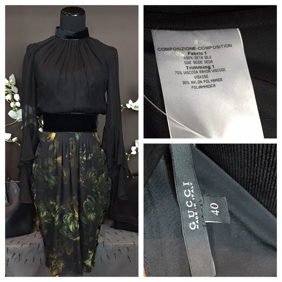 NWOT GUCCI BLACK FLORAL DRESS - Picture 3 of 4