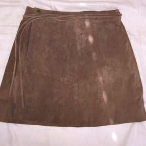 Suede Wrap Mini Skirt