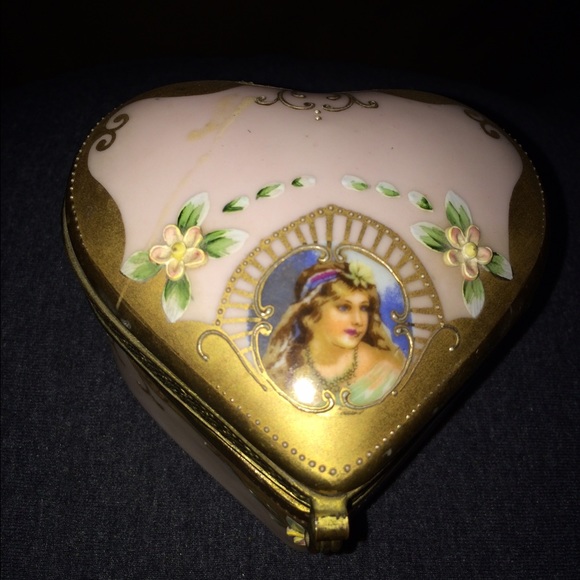 Antique 24k trim trinket box