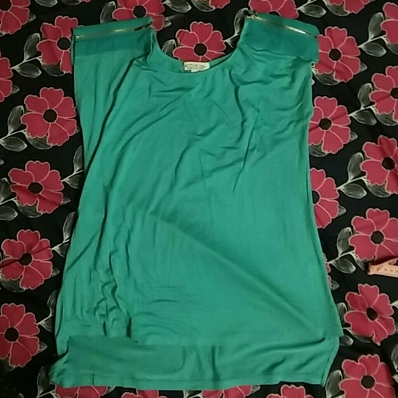 Dress top with zipper detail on shoulders.