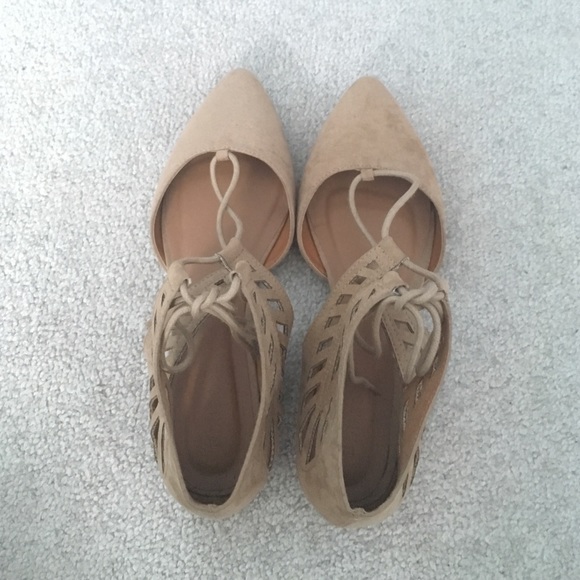 Charlotte Russe Lace-Up Pointed-Toe Flats