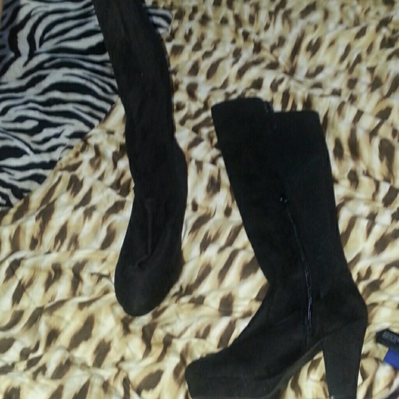 Over the knee black suede boots