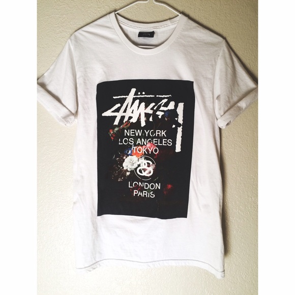 Stussy white tee with print