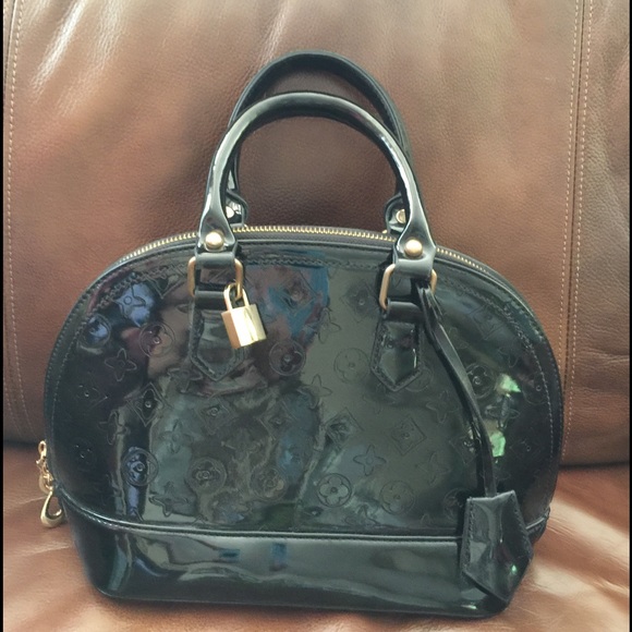Handbags - Black Patten bag with lock