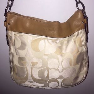 Coach Cream And Tan Purse