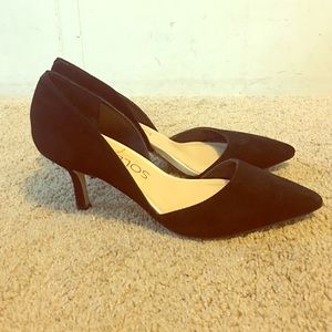 Black suede pumps