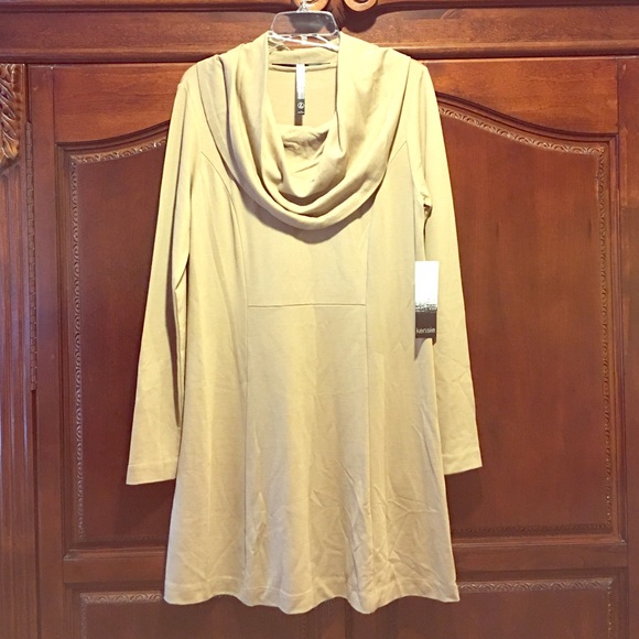 Camel Cowl Neck Long Sleeve Short Dress Size Large