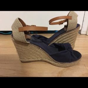 Tory Burch Navy Blue Espadrilles Wedge-Sz 11
