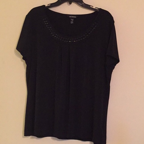 Black Blouse with Jeweled neck line.