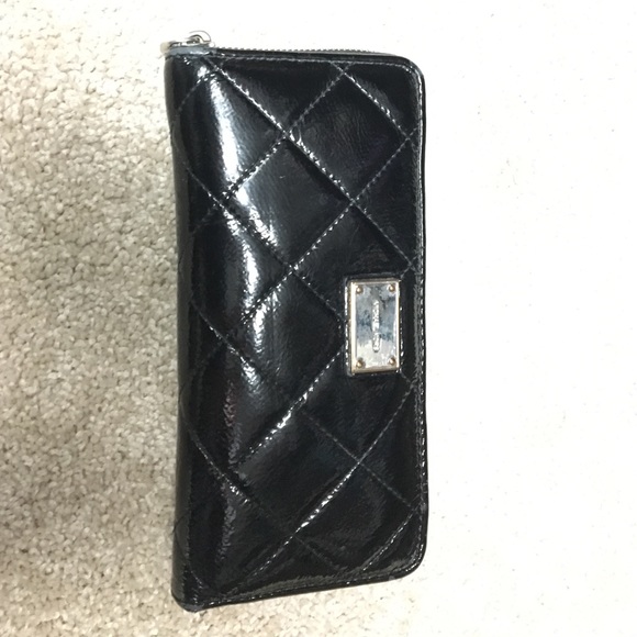 MK Black Patent Leather Continental Wallet