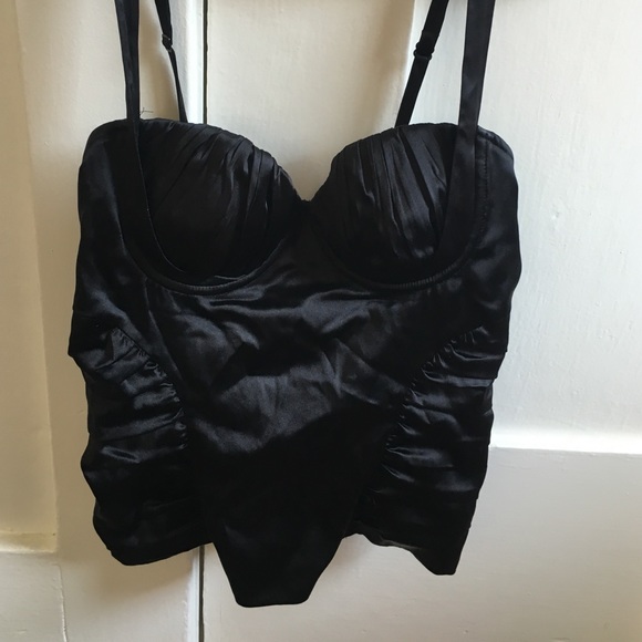 Black silk corset top