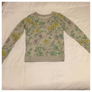 Old Navy Gray Floral Sweater