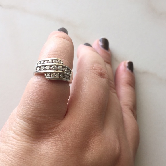 Sterling silver ring with CZ cubic zirconia stones