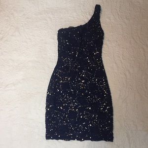 Navy and gold sparkle cocktail dress✨