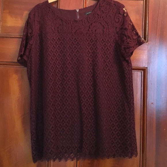 Ann Taylor Maroon Lace Top